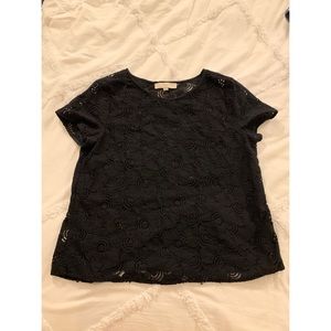 Loft Black Lace Tshirt - Size L